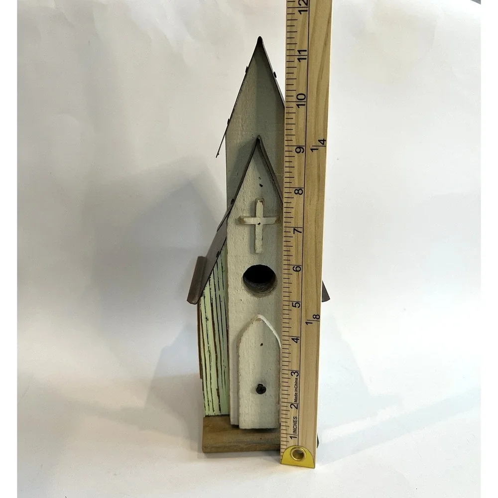 Southern Living At Home Bird Sanctuary Distressed Wood Church w/ Metal Roof READ